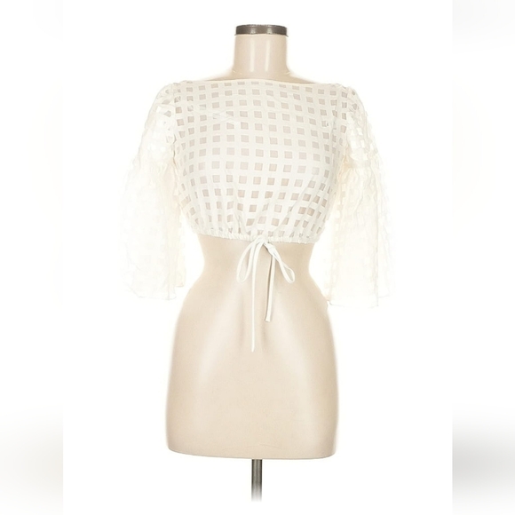 Milly White Sheer Crop Top - Picture 1 of 6